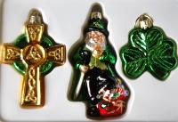 IRISH GLASS ORN 3 PC SET